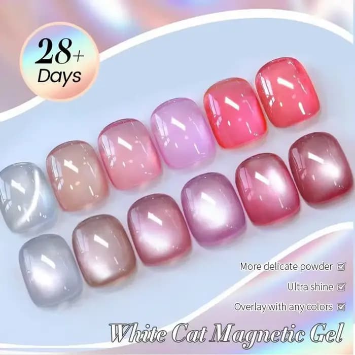 1-24 pièces WS blanc argent oeil de chat Gel magnétique vernis à ongles Ultra brillance tremper Gel