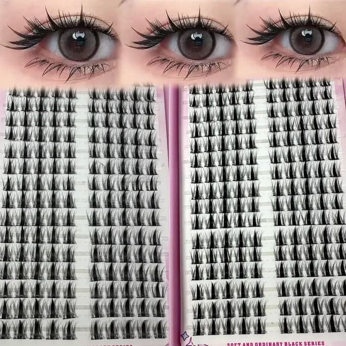 Faux-cils pelucheux effet œil de renard Manga individuel, réutilisables, naturels, épais, longs, Ext
