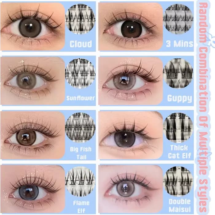 Faux cils mixtes 32 rangées, grande capacité, naturels, fournitures d'extension DIY, bouquets de cil
