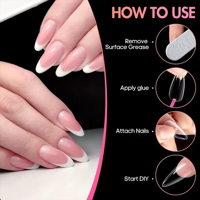 600 faux ongles en gel souple, courtes, carrées, en forme de cercueil ou d'amande, capsules X pour e