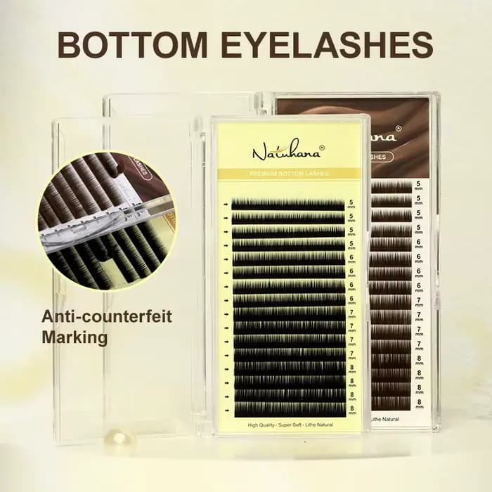 NATUHANA Extension de cils inférieurs individuels naturels doux sous les cils J Curl 5-8 mélange de