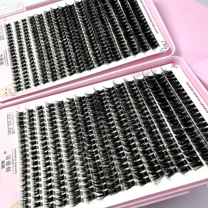 Grappes de faux cils 8D Fluffy Optics, 640 pièces, boucles D, contaminants, cils individuels, 8-16mm