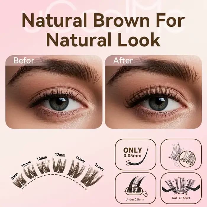 UCoolMe cils marron flore D Curl naturel vaporeux et léger segmenté cils grappe pour le maquillage à