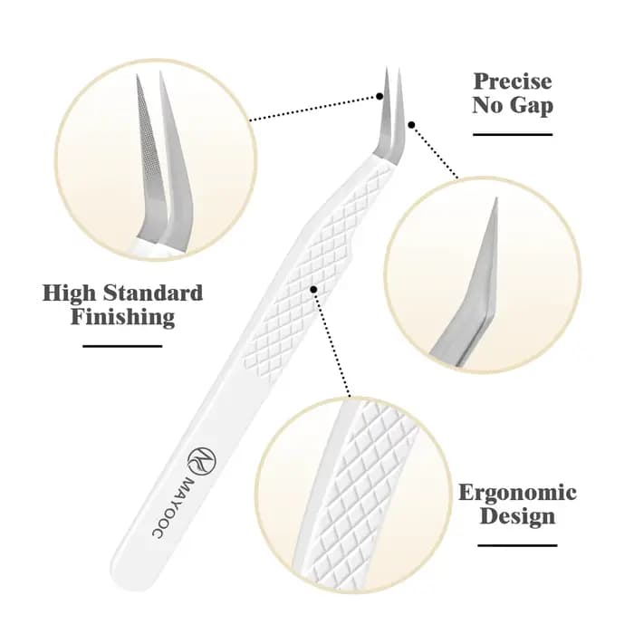 Pincettes pour Extensions de cils, avec pointes en fibres, pour artistes de cils, haute précision, a