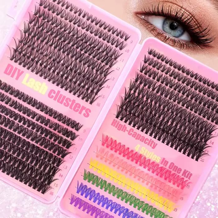 Extensions de grappes de cils colorées, 600 pièces, mélange de cils individuels de 9 à 16mm, outil d