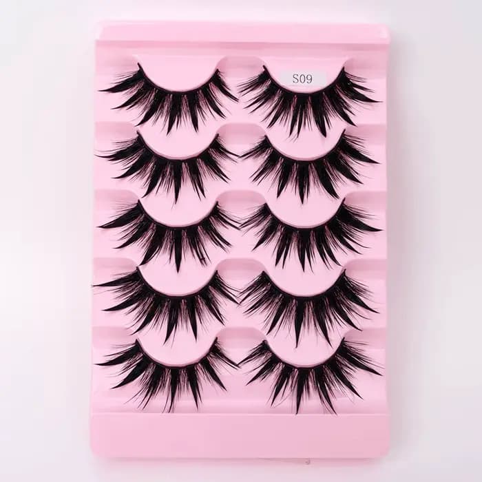 Nouveau 5 paires de faux cils humides, à porter naturellement des cils, queue pointue quotidienne, S