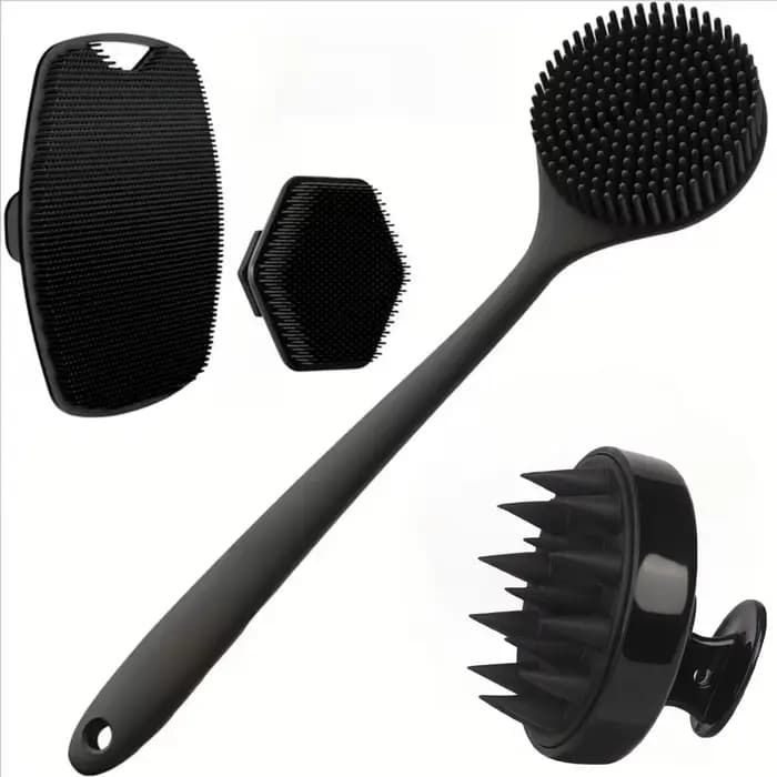 Ensemble de 4 brosses exfoliantes douces en Silicone pour le visage, douche douce, Massage et nettoy