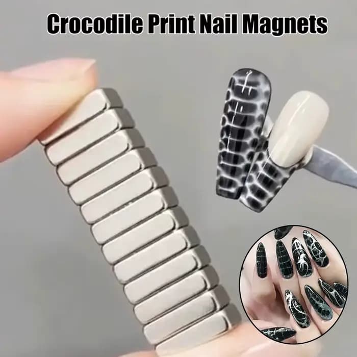 12 pièces ongles oeil de chat fort effet aimant ongles Crocodile Texture bâton magnétique UV Gel ver