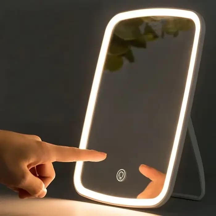 Miroir de Maquillage LED Grossissant 10x avec Lumières, Portable, Pliable, Bureau de Voyage, Table d