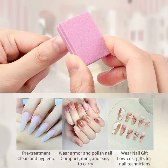 50pcs Lot de Mini limes à ongles double face blocs éponge colorée tampon à ongles bloc polissage des