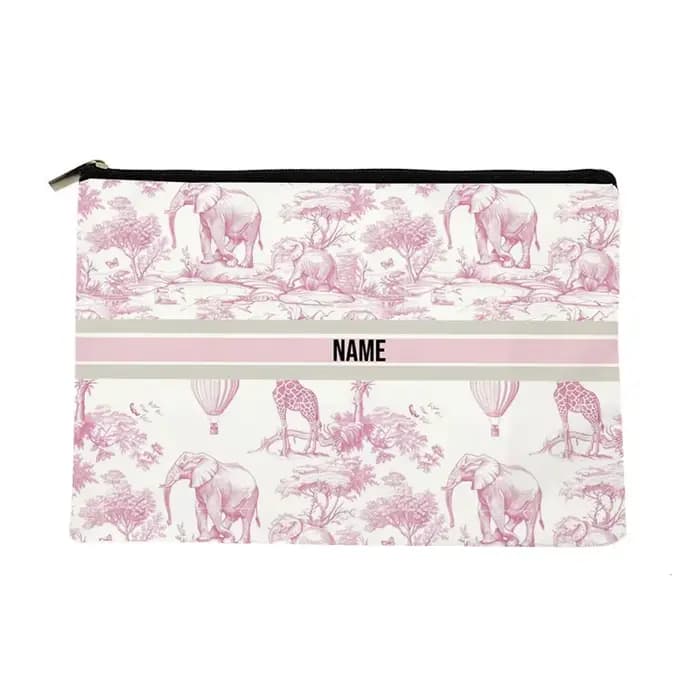 Toile De Jouy rouge française personnalisée avec sac De maquillage à motif, porte-monnaie De mariage