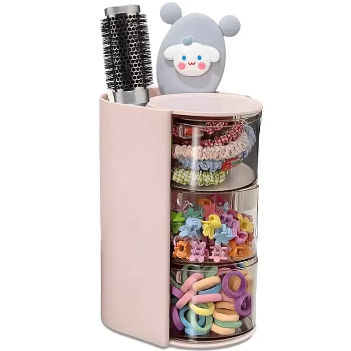 Porte-brosse, organisateur d'accessoires pour cheveux avec porte-brosse à cheveux, maquillage rotati
