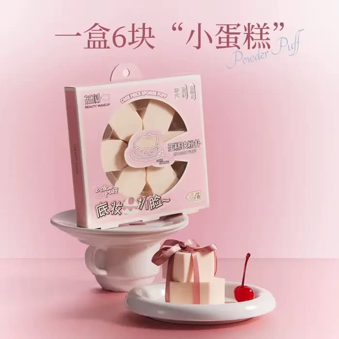 Lishu Mousse gâteau 6 pièces éponge fond de teint bouffée de maquillage cosmétique poudre éponge bea