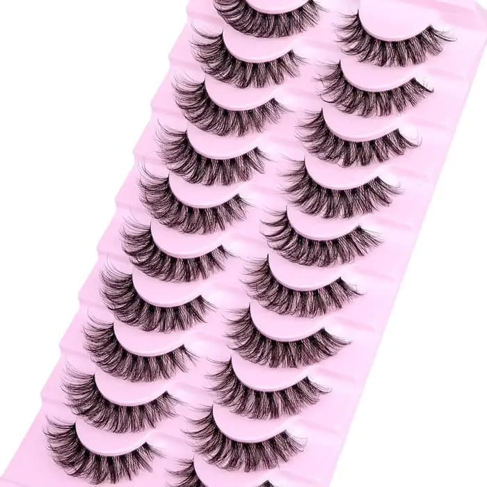 10 paires de cils naturels cils moelleux D Curl cils 3D Volume vaporeux faux cils bandes bande clair