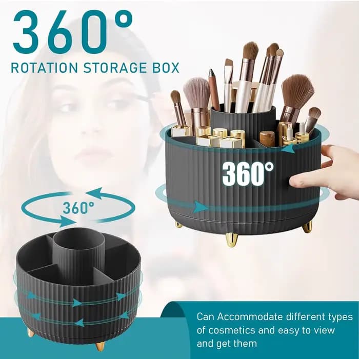 Organisateur de porte-brosse de maquillage 5 emplacements 360 ° Organisateurs rotatifs de stockage