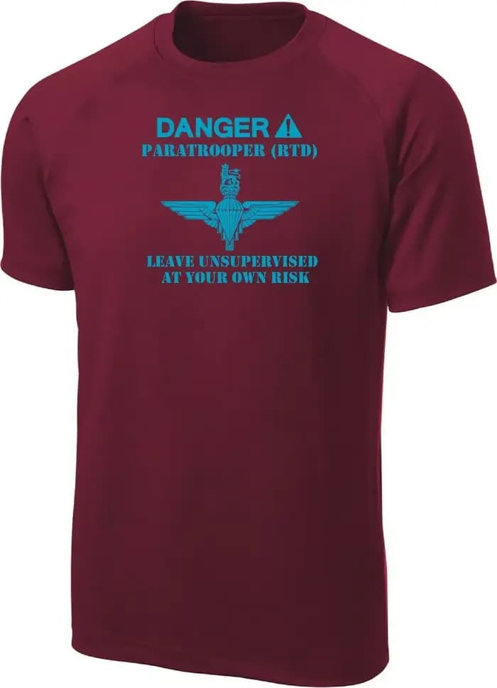 T-Shirt à Manches Courtes du Régiment de Parachute pour Homme, Parachutiste Rtd de l'Armée Britanniq