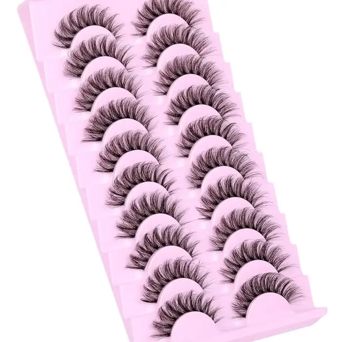 10 paires de cils naturels cils moelleux D Curl cils 3D Volume vaporeux faux cils bandes bande clair