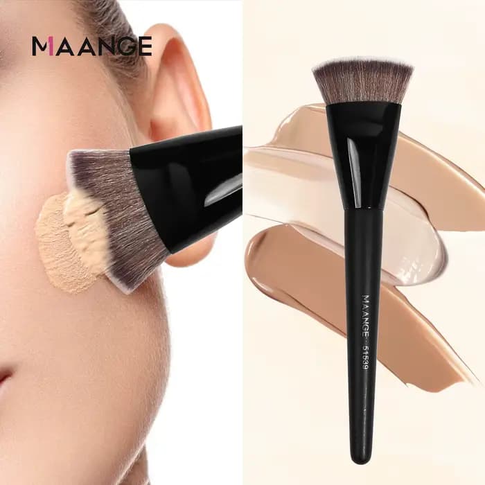 MAANGE-Brosse à fond de teint à tête plate avec boîte, pinceau à fond de teint simple, tube plat et