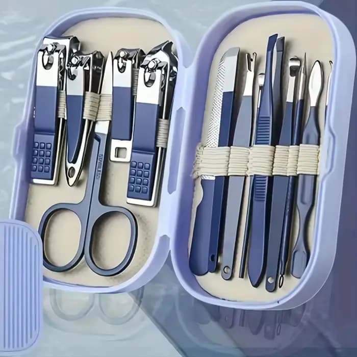 Kit de soin des ongles portable en acier inoxydable 14 en 1, ensemble de manucure et de pédicure pou