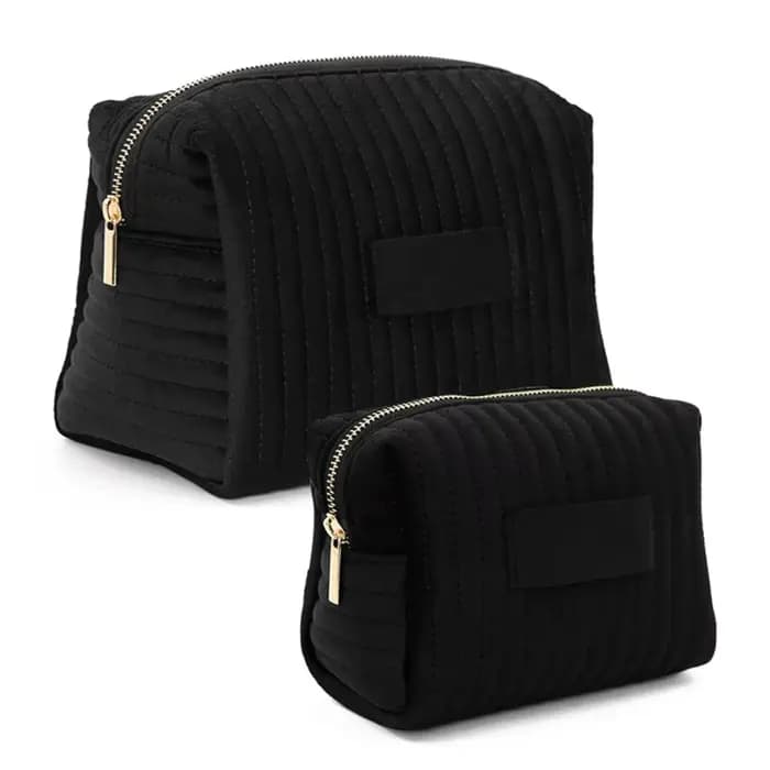 Trousse de Maquillage Personnalisée Grande Capacité en Velours avec Fermeture Éclair, Organisateur d