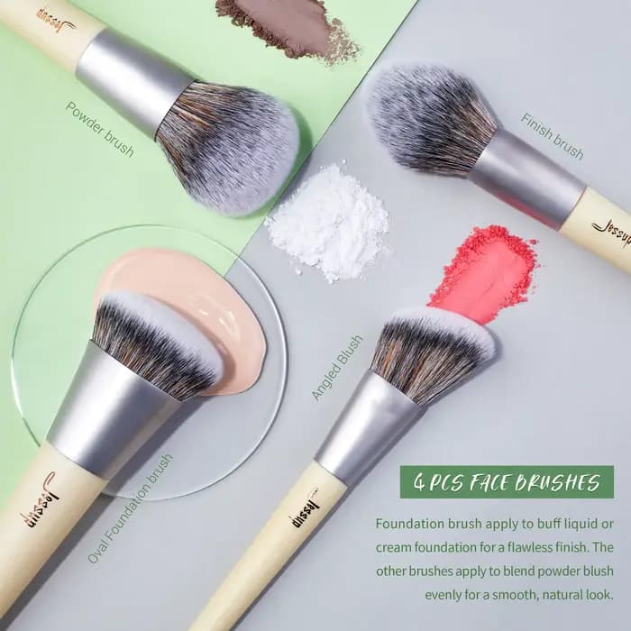 Jessup-Ensemble de pinceaux de maquillage, fond de teint en poudre synthétique de qualité supérieure
