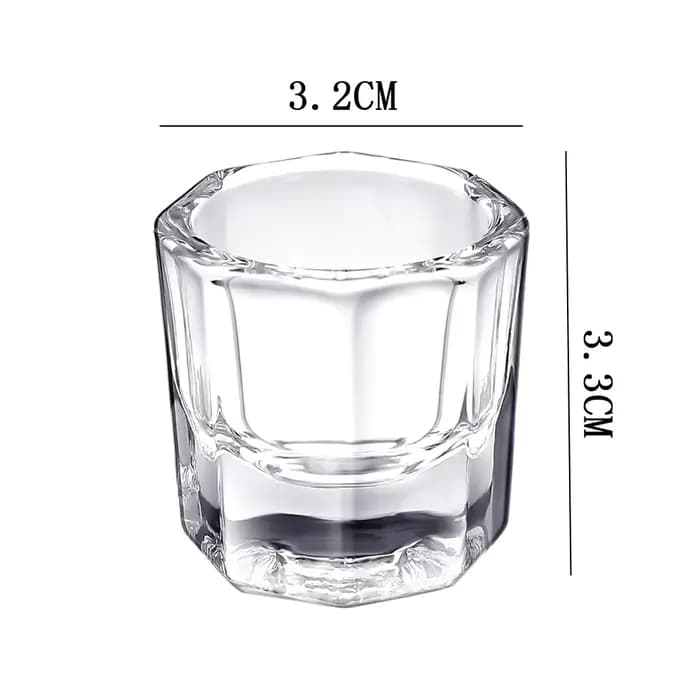 Mini verre cristal acrylique transparent, petite poudre octogonale, tasse à ongles liquide, brosse d