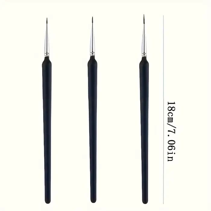 Ensemble de 3 pinceaux de précision pour nail art - Pinceaux à lignes fines de différentes tailles -