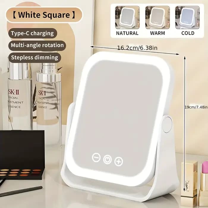 Miroir de maquillage LED 3 couleurs intelligent Eversible écran tactile réglable miroirs cosmétiques
