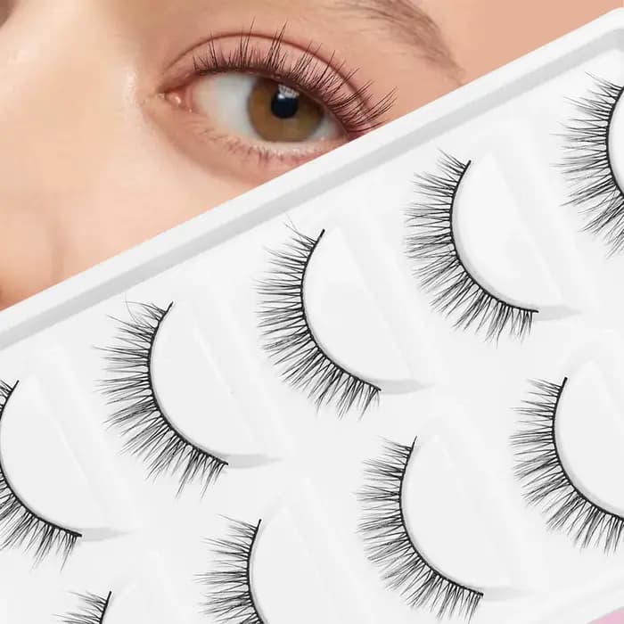 Cils Terrier noirs naturels, 5 paires, croix fine, adaptés à la date de travail quotidienne