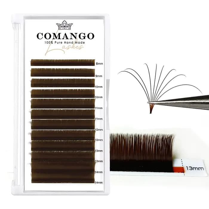 CoMango brun foncé facile ventilateur Extension de cils C/D Curl mélange 8-14mm individuel Ombre cil