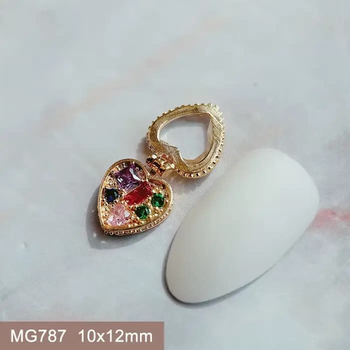 10 pièces saint valentin amour coeur marin lune Nail Art pièces Zircon cristal manucure ongles acces