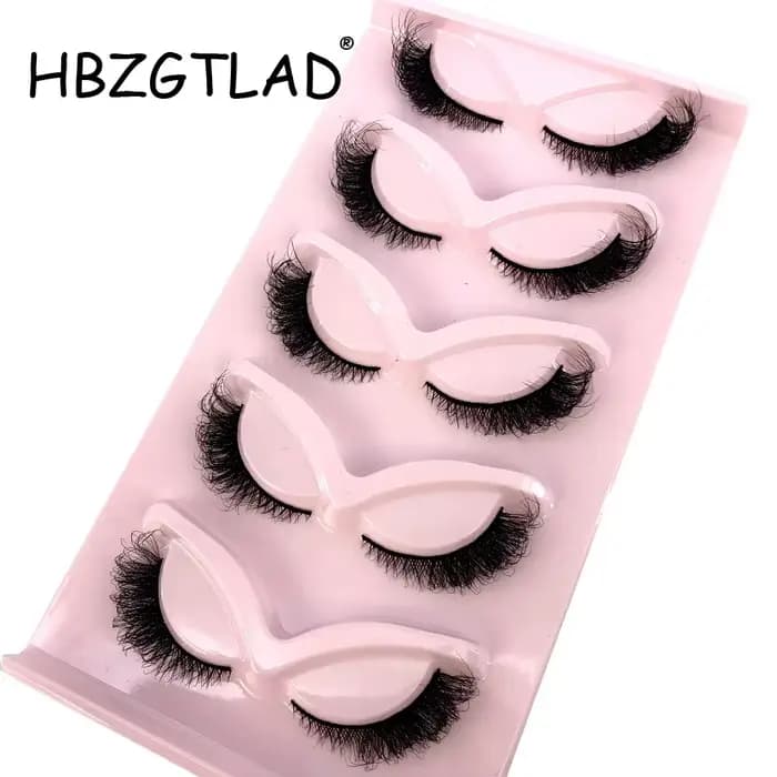Faux cils de vison de chat et de renard, 5 paires, extrémités ailées, longs cils allongés, doux, nat