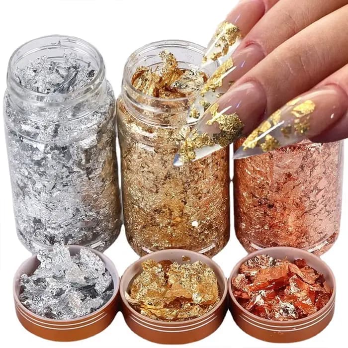 1 boîte de papier feuille d'or flocons pour Nail Art, paillettes, résine époxy, remplissage, feuille