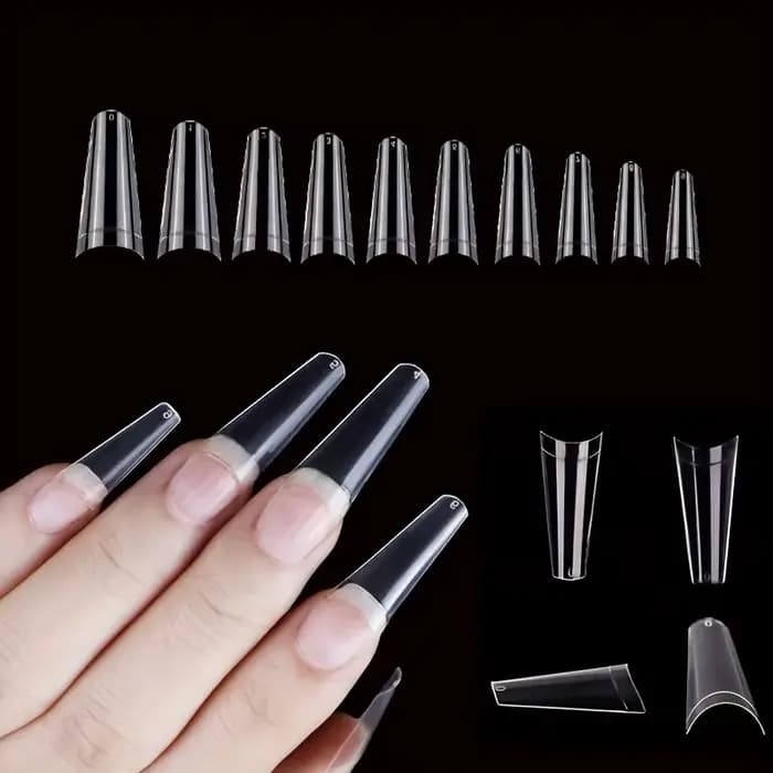 500 pièces faux ongles Art conseils français naturel Transparent cercueil faux ongles conseils acryl