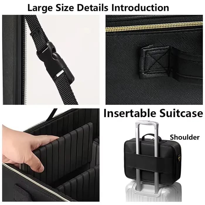 Trousse de maquillage de voyage de grande taille avec miroir, étui de maquillage de manucure de beau