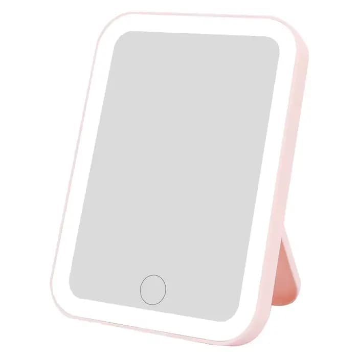 Miroir de courtoisie LED portable avec écran tactile, 3 couleurs, aste par USB, gradation, maquillag