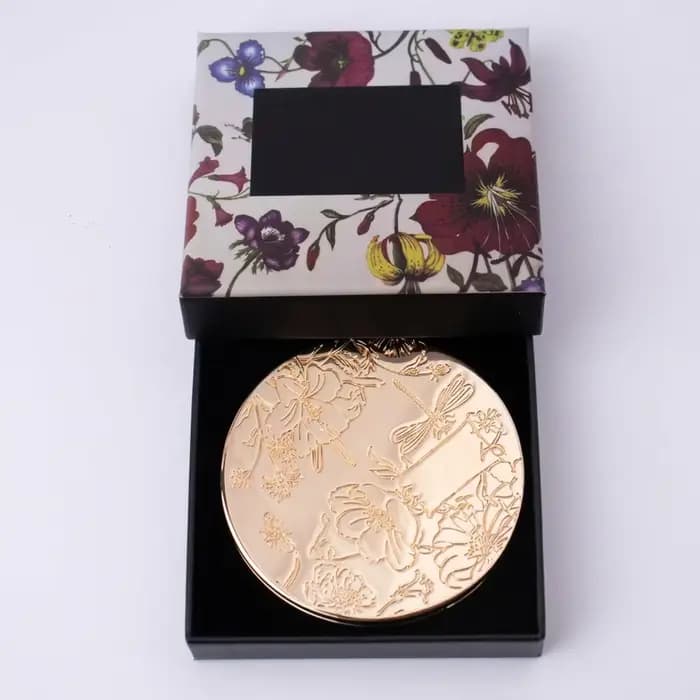 Miroir de poche double face, miroir de maquillage portable, miroir compact pliable, motif floral, po