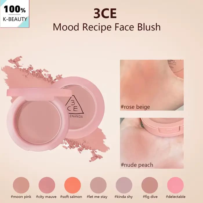 Fard à joues pour le visage, recette d'humeur 3CE, poudre soyeuse, mélangeable, paiement des couleur