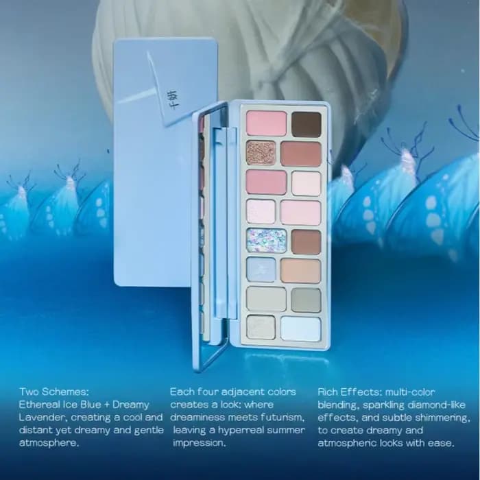 Qianyan Cheeryep Palette de fards à paupières Dreamcatcher 15g bleu mat Satin miroitant haute Impact