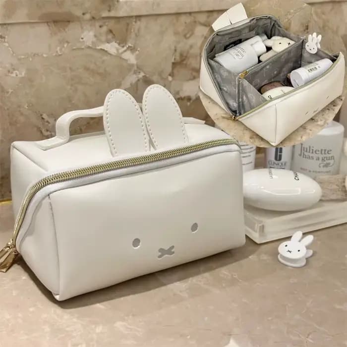 Miffy – trousse de maquillage à main de grande capacité, sac de rangement Portable étanche en cuir P