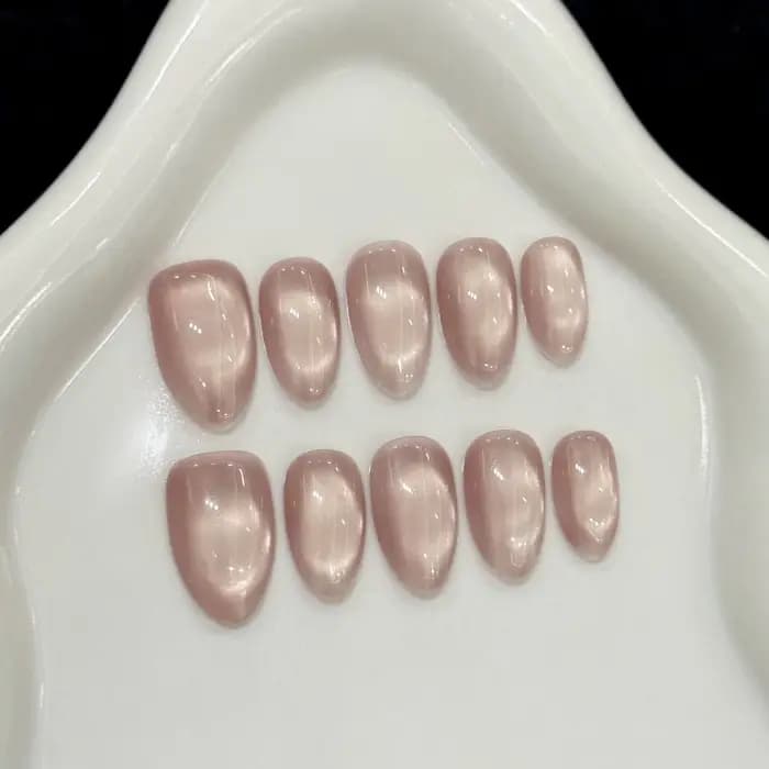 10 pièces presse à la main sur les ongles couleur unie perles de verre brillant oeil de chat faux on