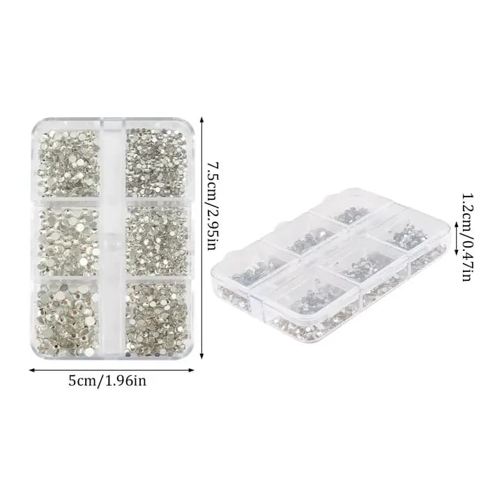 1 boîte de Strass pour ongles en cristal AB multi-tailles, pierres précieuses en diamant clair à fon