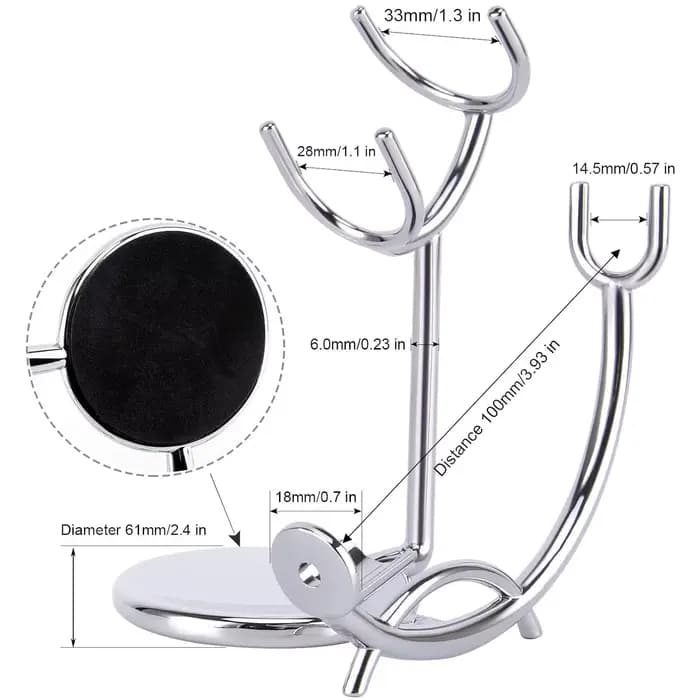 Support de rasage et bol de rasage Regina en acier inoxydable, incassable, degré de rouille, support
