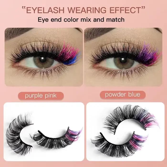 7 paires de faux cils colorés 3D Faux vison cils moelleux russe naturel épais cils moelleux