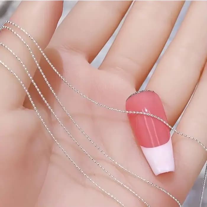 Chaîne de perles pour ongles en or et argent, 1 m/paquet, 0.8mm, breloque en pierre Ellipse, décorat