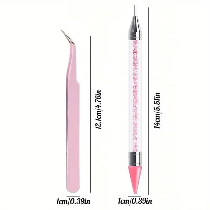 Ensemble de stylos diamant à double extrémité pour manucure, avec crayons, pincettes en acier inoxyd