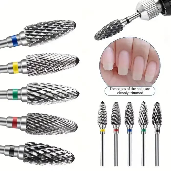 Forets à ongles en carbure de tungstène, perceuse de manucure électrique, accessoires, fraises pour