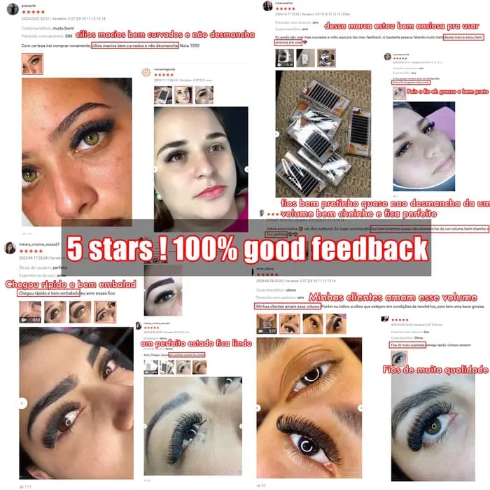 LAKANAKU 6 plateaux 6D W en forme d'extensions de cils Volume Egipcio complet Cilios naturel Fio 6w