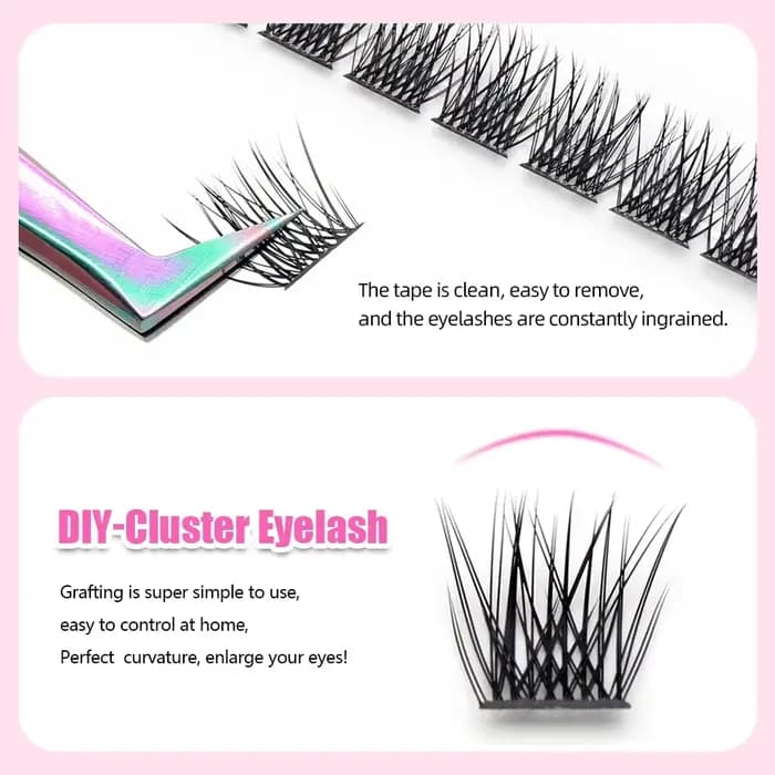 10 étuis/lot YUANZHIJIE grappes de cils sans nœuds 100% cils Anime touffetés à la main Premium Mater