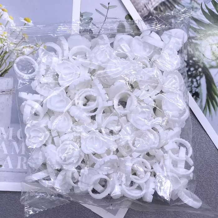 100 pièces en gros jetable cils colle ventilateur tasse anneaux support conteneur tatouage Pigment c